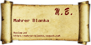 Mahrer Blanka névjegykártya